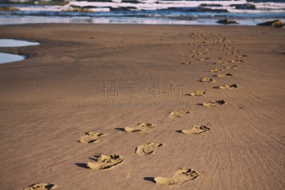沙子,脚印,阶调图片,婆尔兹依斯海滩,水,天空,休闲活动,康沃尔,水平画幅,噪声