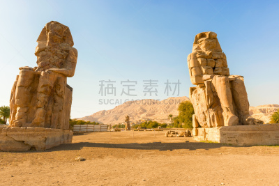 曼农巨像,哈西帕苏神殿,rameses ii,王家谷,卡尔纳克神殿,埃及卢克索,旅游目的地,水平画幅,无人,侧面像