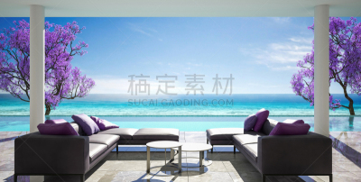 华贵,房屋,风景,别墅,海洋,游泳池,热带气候,现代,户外,三维图形