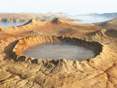陨石坑,火山口,水平画幅,地形,地质学,无人,三维图形,绘画插图,户外,德国