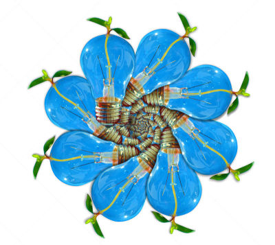 Blå roterad blomma i tredimensionellt perspektiv