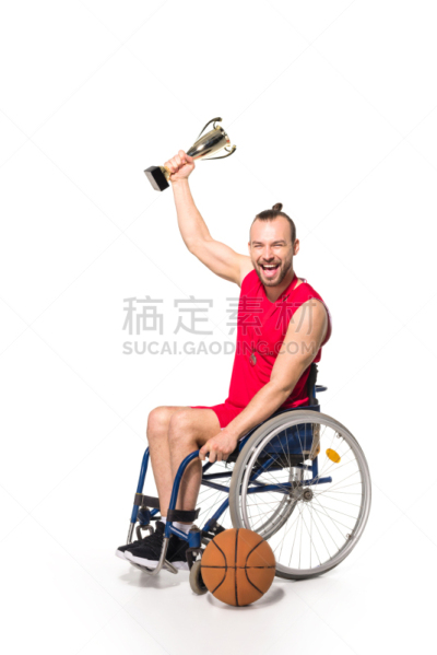 奖杯,轮椅,垂直画幅,球,进行中,白人,运动员,仅成年人,工作室,青年人
