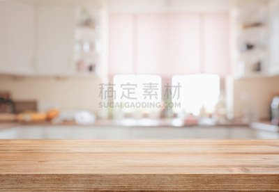 背景,厨房,木制,桌子,散焦,在上面,平视角,空的,波兰,厚木板
