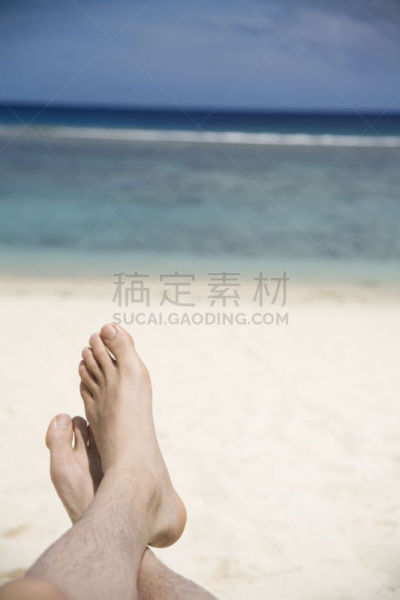 日光浴,海滩,垂直画幅,沙子,足,库克群岛,拉罗汤加岛,夏天,户外