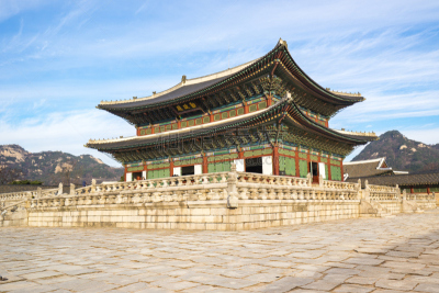 宫殿,景福宫,著名景点,首尔,水平画幅,无人,南,大门,城市,朝鲜半岛