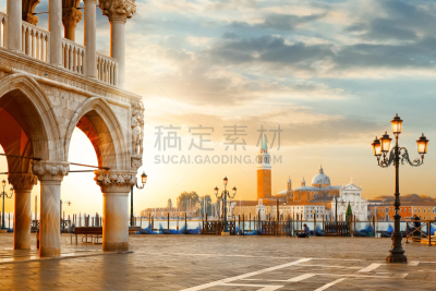 黎明,著名景点,意大利,非凡的,明信片,名声,威尼斯,旅游,旅行