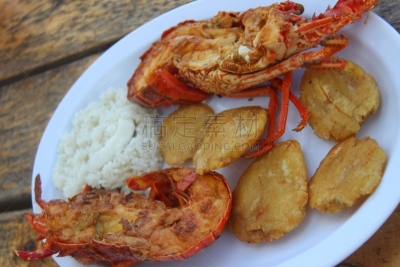桑卜拉斯岛,食品,芭蕉,龙虾,饮食,水平画幅,无人,海产,米,香蕉