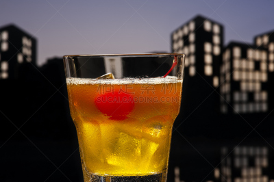 鸡尾酒,迈泰,城市,水平画幅,橙色,水果,樱桃,无人,蓝色,玻璃杯