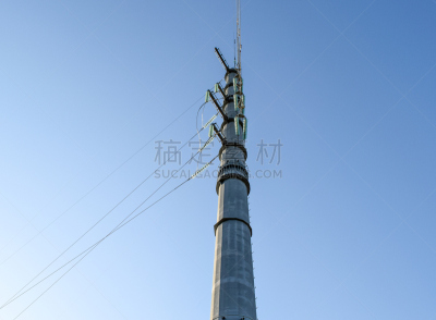 电力线,电缆,天空,绝缘体,灰色,水平画幅,变压器,蓝色,铝,金属