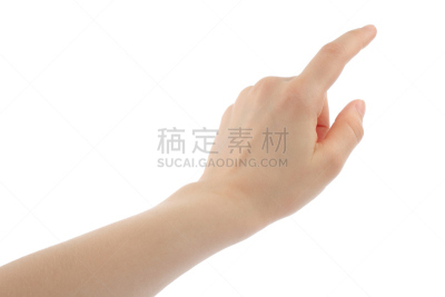 手,女人,做手势,水平画幅,白色背景,手指,背景分离,指着,摄影
