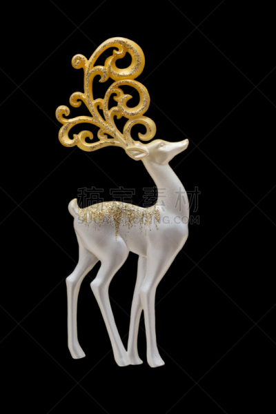 新年前夕,小雕像,鹿,分离着色,黑色背景,垂直画幅,新的,银色,无人