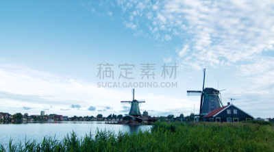 赞斯堡,现代风车,水,天空,风,磨石,仓库,水平画幅,纺织厂,无人
