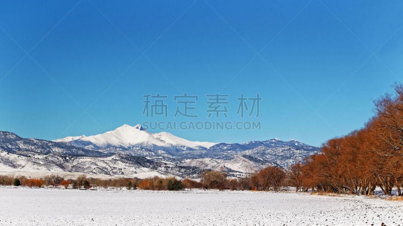 朗斯峰,科罗拉多州,卫生,前山脉,天空,水平画幅,雪,无人,蓝色,户外