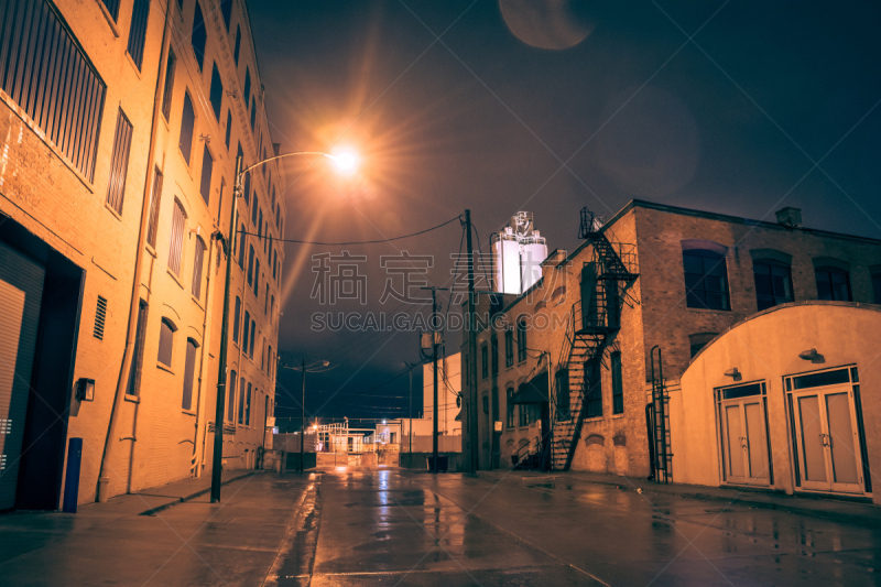 仓库,夜晚,芝加哥市,工厂,工业,雨,城市,风景,都市风光,复古