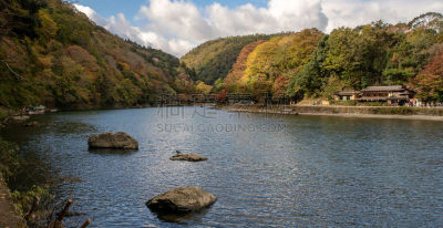 京都市,河流,橙色,禅宗,著名景点,自然美,欧坦,湖,石头,岩石