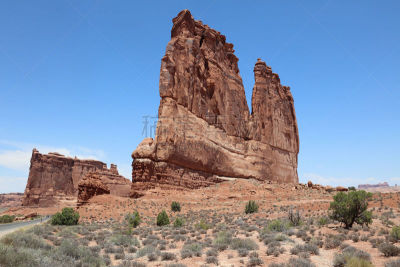 courthouse towers,犹他,美国,荒地,尖峰,著名自然景观,天空,褐色,水平画幅,无人