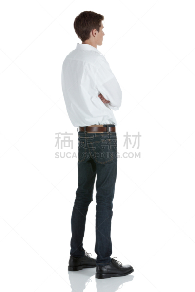 双臂交叉,男人,垂直画幅,侧面像,美人,衬衫,白人,男性,仅男人,站