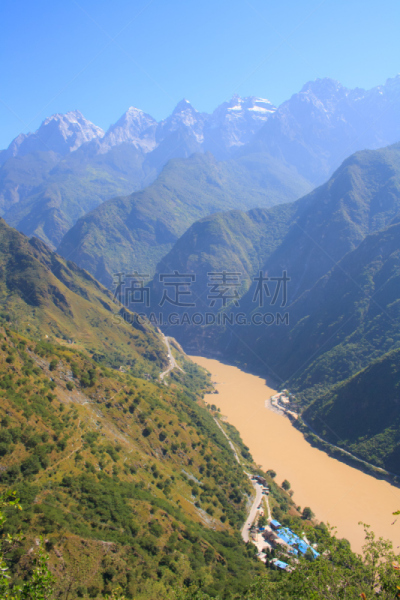 风景,虎跳峡,金沙河,长江,丽江,垂直画幅,褐色,沟壑,山,户外