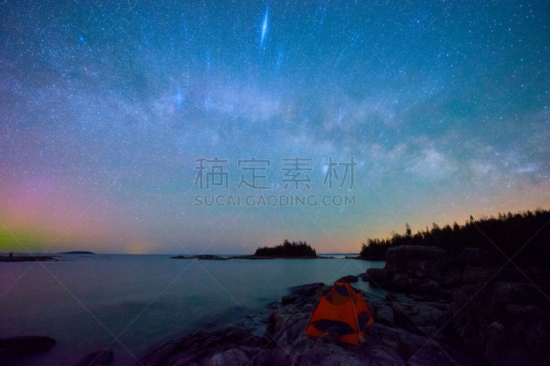 布鲁斯半岛,银河系,流星,天空,太空,星系,水平画幅,夜晚,雪,无人