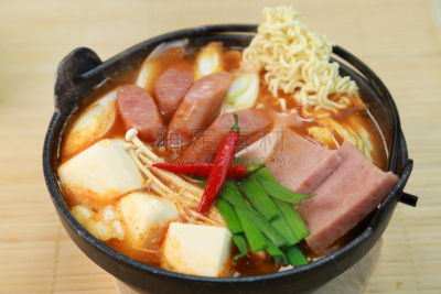 韩国食物,香肠,水平画幅,无人,豆腐,双层蒸锅,猪肉,食品,摄影