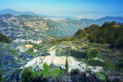 元阳,梯田,云南省,中国,露台别墅,哈尼族,雕塑家,锥形帽,建筑露台,昆明