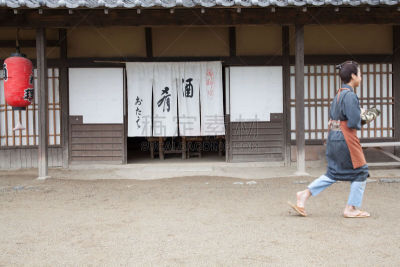 生活方式,日本武士,男孩,江户时代,学步,灵性,宁静,水平画幅,仅日本人,豪宅