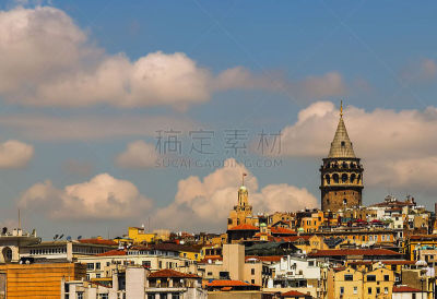 都市风景,加拉太塔,船,城市生活,伊斯坦布尔,著名景点,透过窗户往外看,博斯普鲁斯海峡,夏天,户外