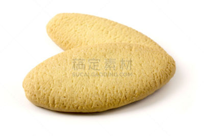 帕维亚,椭圆形,饼干,水平画幅,无人,传统,白色背景,干的,背景分离,特写