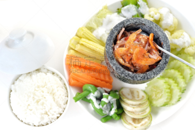 辣椒酱,饭碗,胡荽籽,水平画幅,膳食,组物体,特写,泰国,辣椒,开胃酱