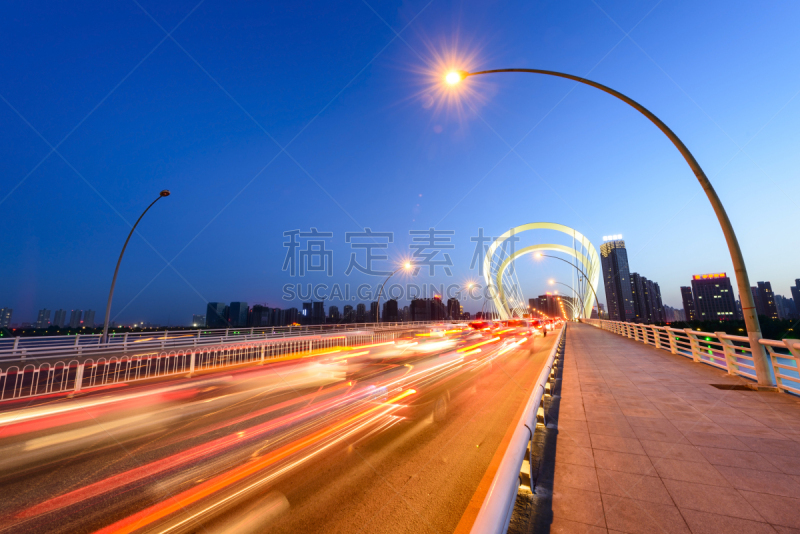 夜晚,沈阳,辽宁省,桥,天空,美,留白,水平画幅,郊区,偏远的
