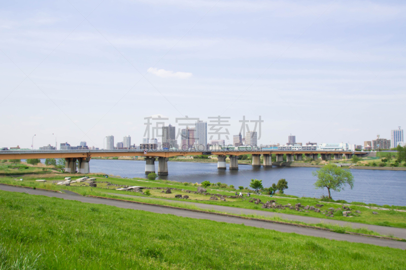 城市,屋顶,川口市,荒川河,崎玉县,天空,里山,水平画幅,地形,无人