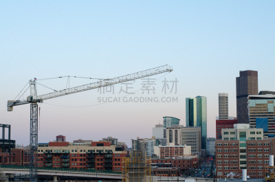城市,建筑业,巨大的,丹佛,水平画幅,景观设计,建筑,无人,城市天际线,黄昏
