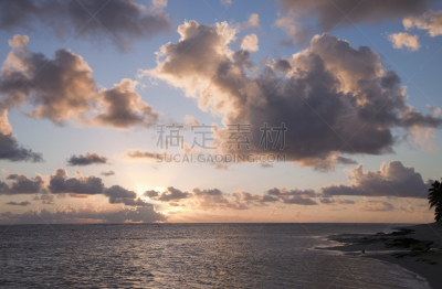 岛,海洋,云景,在上面,拉罗汤加岛,库克群岛,南太平洋,水,天空,曙暮光