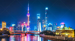 夜晚,上海,东方明珠塔,浦东,办公室,水,美,水平画幅,无人,户外