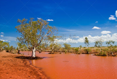 死河,偏远地区,蓝色,天空,the pilbara,灌木丛,水,西澳大利亚,水平画幅,沙子