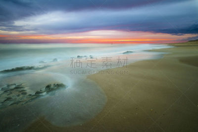 非凡的,乌拉圭,海滩,寂寞,等,看,一只动物,日落,享乐,出发