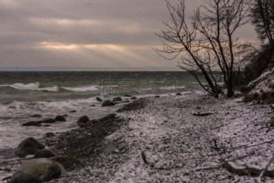 雪,海滩,德国北海地区,梅克伦堡前波莫瑞州,云,户外,white cliffs,自然,季节,风景