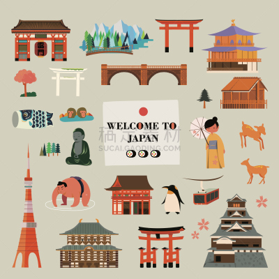 日本,相扑,鲤鱼旗,旅途,美术工艺,著名景点,建筑,绘画插图,布置