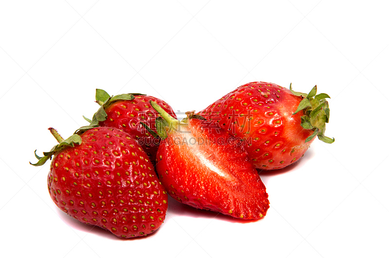 草莓,清新,白色背景,水平画幅,可爱的,水果,无人,乌克兰,草莓冰糕,熟的
