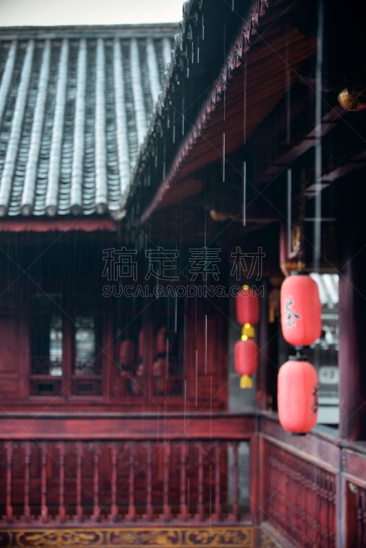 建筑,白族,垂直画幅,无人,户外,庭院,云南省,都市风景,雨,城镇