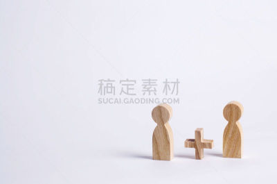 木制,家庭,人,数学符号,白色背景,男人,合伙,求助