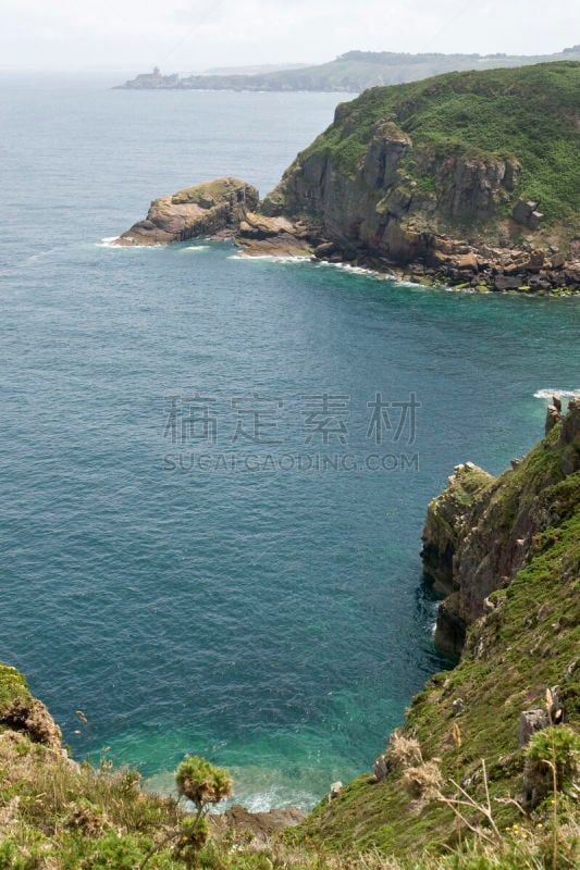 弗雷埃勒角,布列塔尼,簇叶从生的,垂直画幅,水,无人,岩层,夏天,户外,石头