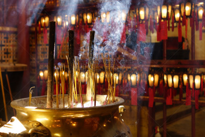 熏香,寺庙,文武二帝庙,香炉,chinese temple dog,黄金,水平画幅,无人,典礼,室内