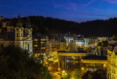 都市风景,卡罗维发利,捷克,水平画幅,夜晚,无人,巴洛克风格,户外,城镇