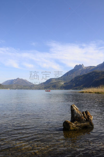 安锡,湖,山,法国,张伯伦,安锡湖,上萨瓦,垂直画幅,高视角,无人