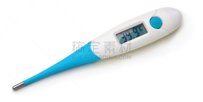 蓝色,数字式温度计,分离着色,温度计,温度,水平画幅,无人,塑胶,特写,医疗诊断工具