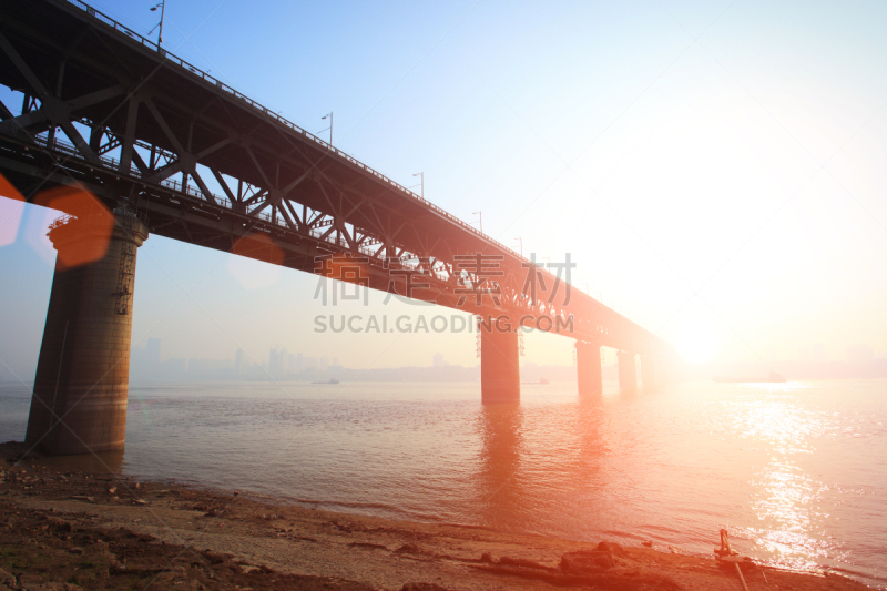 河流,桥,湖北省,长江,铁路桥,水,天空,水平画幅,无人,当地著名景点