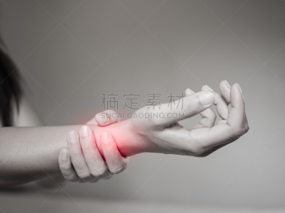 身体受伤,手腕,痛苦,女人,手,健康保健,拿着,概念,黑白图片,触摸