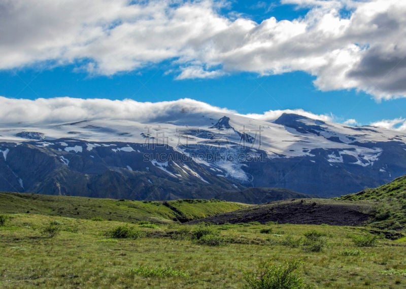 火山,非凡的,风景,冰岛国,艾雅法拉冰河,南,徒步旅行,公园,草,著名景点