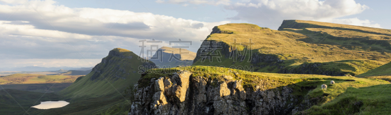 特罗尼什半岛,斯凯岛,奎朗峰,基瑞陵,内赫布里底群岛,天空,水平画幅,高视角,山,无人